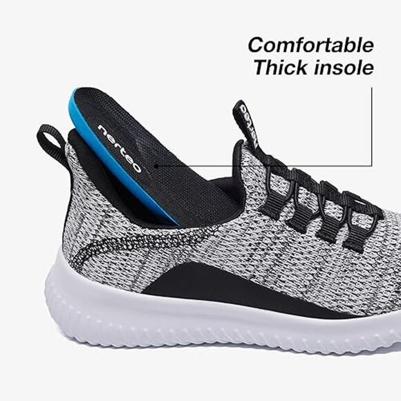 Kids Slip On Running Shoes Boys Girls Lightweight Breathable Sneakers Sz 4 - Picture 4 of 10